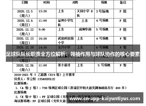 足球队队长职责全方位解析：领袖作用与球队协作的核心要素